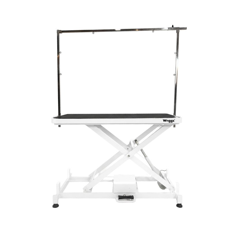 Waggz lite 808-4 Waggz Step-Low Lite 47” Compact Electric Dog Grooming Table (White) - Image 1